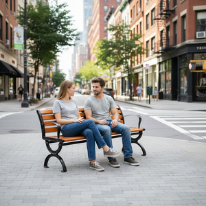 Banco de Madeira Sólida Moderno para Parque com Encosto, Mobiliário Ecológico e Durável para Pátio e Quintal - Product Image 2