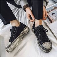 Nouvelles Chaussures de Skate en Toile Vintage Effet Vieilli pour Hommes 2026 – Baskets Décontractées Respirantes à Lacets pour l'Été