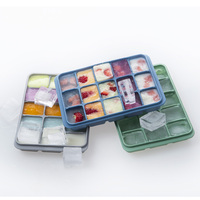 Bac à glaçons en silicone de qualité alimentaire, sans BPA, écologique, 15 cavités, avec couvercle anti-fuite, flexible, pour congélateur, bar à domicile, logo personnalisé