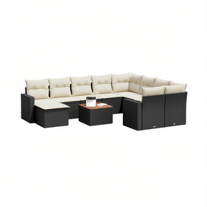 Modular Black PE Rattan Garden <b>Sofa</b> <b>Set</b> Elegant Outdoor Furniture High-Density Foam Cushions UV Resistant - Product Image 1