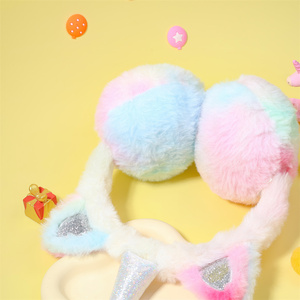 Couvre-oreilles <span class=keywords><strong>licorne</strong></span> pour enfants, en peluche colorée, pliables, chauds pour l'hiver, pour filles, mignons, arc-en-ciel - Product Image 5