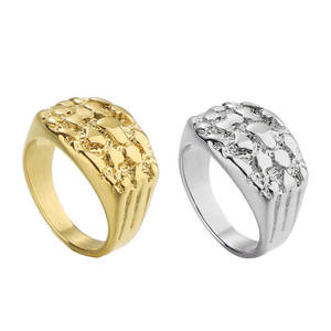 Anillos Resistentes al Deslustre e Impermeables de Buena Calidad, Anillos de Acero Inoxidable 316L Chapados en Oro PVD de 14k y 18k, Anillos Nugget para Mujer - Product Image 1
