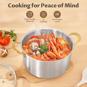 High Quality Triply Stainless Steel 9 Qt Dutch Oven Glass Lid Dishwasher Safe Heat Resistant Gold Handles Gas Induction American - Product Image 4