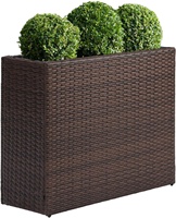Jardinières modernes d'intérieur et d'extérieur, pots à fleurs en métal résistant aux intempéries, cadre en métal, rotin PE, grande jardinière rectangulaire, bac de jardin écologique