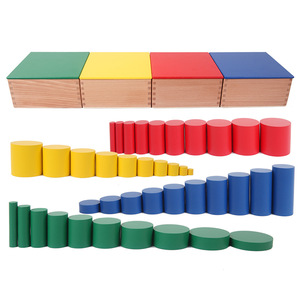Materiali Montessori Giocattolo Geometrico per Bambini Cilindri Colorati <span class=keywords><strong>in</strong></span> <span class=keywords><strong>Legno</strong></span> Senza Manopole Set Educativo - Product Image 6
