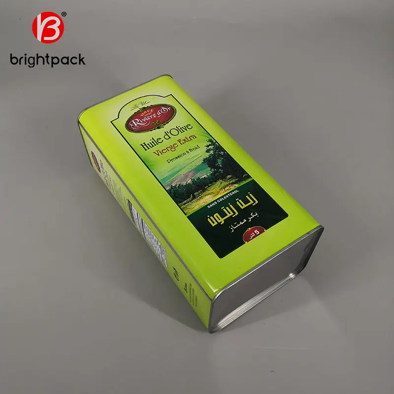 wholesale 5L Square Tin Can for Olive oil or Cooking Oil with plastic Lid Custom Tin Cans Many Styles