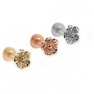 En stock, vente en gros : Bijou de piercing corporel labret en or massif 14K véritable, pierre naturelle facettée ronde en forme de goutte, dos plat pour cartilage - Product Image 2