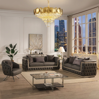 Ensemble de canapé d'angle carré moderne en tissu rembourré en mousse avec fauteuil pivotant et pieds en acier inoxydable pour un confort moelleux dans le salon