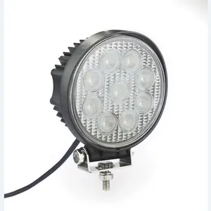 Luzes de led para pesca e barco, venda quente de suv, luzes do barco, trator 27w, lâmpada para trabalho redondo, feixe de inundação, 4 polegadas, luz de led para caminhão 4x4 industrial