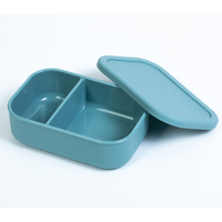 Boîte à lunch en silicone de qualité alimentaire personnalisée à 2 compartiments, couvercle anti-fuite, compatible micro-ondes, lave-vaisselle, chauffable, empilable, service OEM/ODM