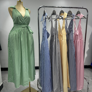 Robe longue décontractée sans manches à rayures pour femme, style transfrontalier Europe-Amérique, idéale pour les vacances à la plage - Collection 2026 - Product Image 3