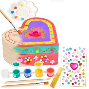 Kit portagioie per la pittura a forma di <span class=keywords><strong>cuore</strong></span> in legno con diamanti a forma di <span class=keywords><strong>cuore</strong></span> per bambini - Product Image 6