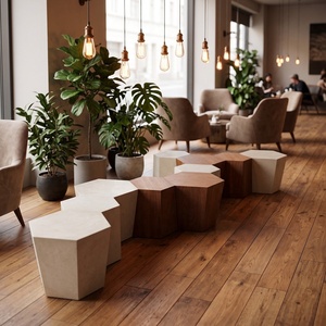 Banc de patio hexagonal en fibre de verre, sièges modulaires d'extérieur pour parcs, centres commerciaux et hôtels - Product Image 5