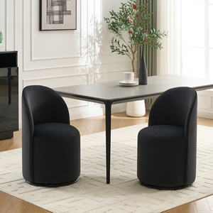 Sillas de Comedor Giratorias Tosee Modernas en Terciopelo Gris Oscuro, Respaldo Acolchado 360°, Silla Lateral Cómoda con Patas de Metal, 1 Año de Garantía - Product Image 1