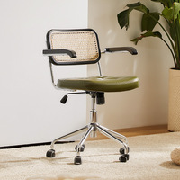 Chaise de bureau moderne minimaliste en métal, pivotante, réglable en hauteur, base 5 étoiles, roulettes, sans accoudoirs, pour la maison, la chambre ou le bureau