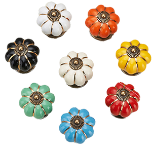 Solid-color Pumpkin Single-hole Ceramic Handle Cabinet Door Handle Ceramic Drawer Handle - Product Image 2