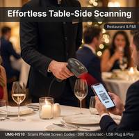Lecteur de codes-barres filaire ergonomique UMG-HS10 1D USB CCD pour supermarché, restaurant