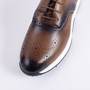 Chaussures décontractées pour hommes en cuir véritable à bout rond, lacées, respirantes, avec semelle extérieure en caoutchouc et semelle intermédiaire en EVA, toutes saisons - Product Image 4