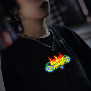 Maglietta LED con Controllo Musicale, Vendita Calda 2018, in Seta/Cotone, Traspirante, Stile Hip Hop, Nera, Taglie XS-XXXL, CN - Product Image 4