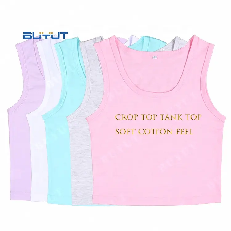 Summer Women Crop Top Tank Top Lady Singlet Plain Color Polyester Cotton Feel Short Sexy Pastel Sublimation Sleeveless Tanks