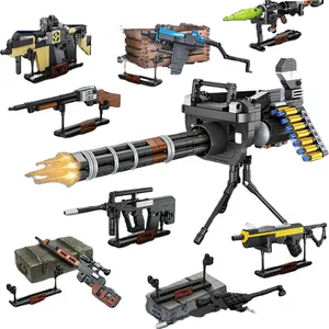 8pcs/box 810pcs rifle uzi thomson vector submachine gun 8 in 1 to form ggatling gun assembly building blocks sets toys for kids