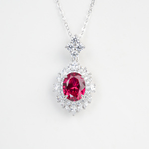 925 silver cultivated <b>ruby</b> pendant <b>necklace</b> - Product Image 1