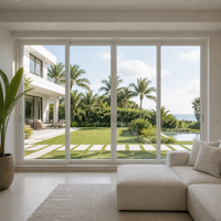 Ventana Corredera de Aluminio Moderna con Función Insonorizante, Diseño Minimalista, Ventanas Corredizas de Vidrio Grandes Personalizadas para Jardín Exterior de Villa