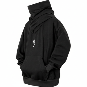 Streetwear Mens Oversized Heavyweight Hoodie With <b>Neck</b> <b>Gaiter</b> - Product Image 1