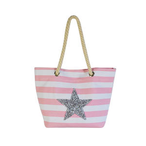 Style Striped Pattern lady's <b>Tote</b> <b>Bags</b> <b>Women</b> Summer Canvas <b>Tote</b> Beach <b>Bags</b> with Cotton Rope Handles - Product Image 5