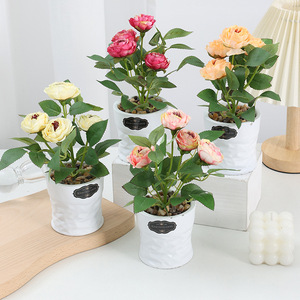 <span class=keywords><strong>Pot</strong></span> de fleurs artificielles élégant <span class=keywords><strong>en</strong></span> forme de rose pour la décoration de la maison, du bureau, du bureau à domicile, plante artificielle <span class=keywords><strong>en</strong></span> <span class=keywords><strong>pot</strong></span>, centre de table pour le salon - Product Image 1