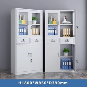 Armoire de classement métallique avec tiroirs, rangement de bureau, armoire de rangement avec fenêtres de présentation, armoire de rangement métallique avec serrure - Product Image 6