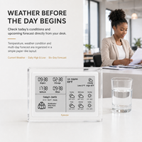 Kylendar – Afficheur de bureau intelligent WiFi en acrylique de 7,5 pouces avec calendrier électronique, affichage des heures des quatre villes, prévisions météo et conseils vestimentaires quotidiens