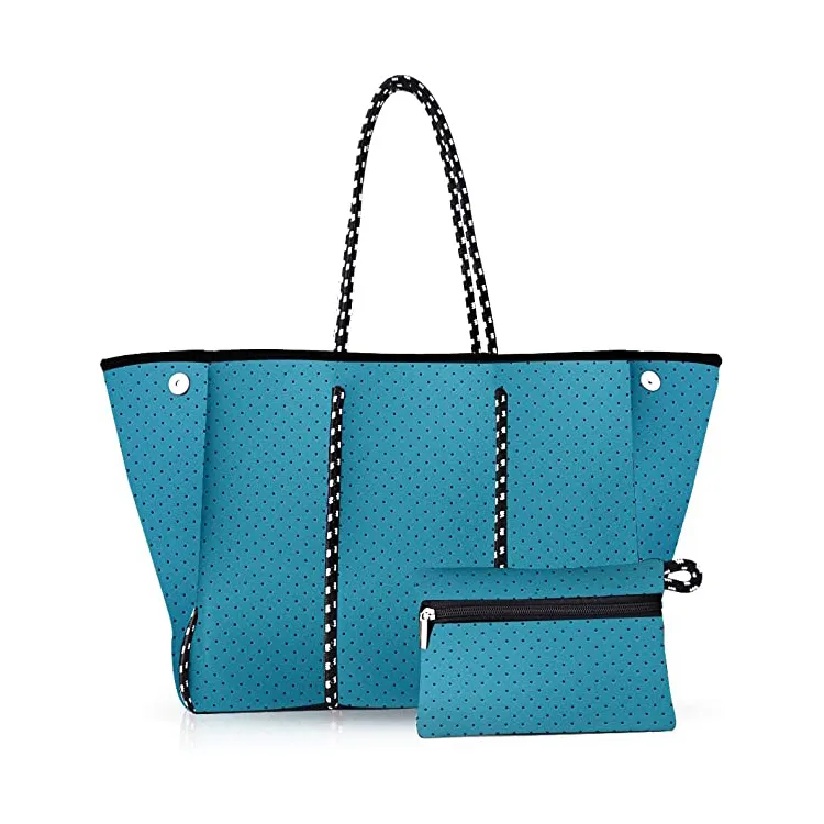 Custom High-Level Designer Stijl Neopreen Draagtas Vrouwen Luxe Strandtassen Met Kleine Portefeuilles