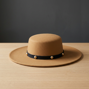 Retro <b>Flat</b> Top Brim <b>Hat</b> Autumn/Winter 100% Polyester Unisex Top <b>Hat</b> for Casual Outdoor Use - Product Image 3
