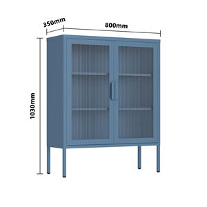 מזנון זכוכית לסלון, ארון אחסון ותצוגה ממתכת, ויטרינה מפלדה בעיצוב מודרני - Product Image 5