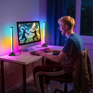 2-Pack RGB LED Ambient <b>Light</b> Voice-Activated Pickup Music Rhythm <b>Lights</b> for Car <b>Gaming</b> Room Decorations PC Lamp Body Material - Product Image 3