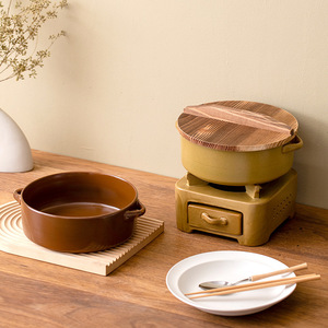 Couvercle en bois carré de haute qualité casserole en céramique 24cm de diamètre Design moderne durable ménage Restaurant utiliser gaz à main - Product Image 2
