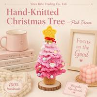 Set Ornamen Natal Rajutan Tangan BH, Dekorasi Gantung Pohon Pot Bunga Benang 5 Tingkat, Hadiah Dekorasi Rumah Liburan Bergaya Rustic