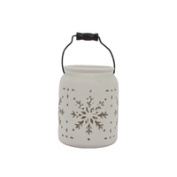 Offre Spéciale décoration de la maison de noël pots en céramique blanche évidés bougeoirs en céramique de noël fournitures ornements