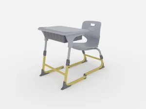 Adjustable Height School Desk And Chair Single School Library Student Study Desk And Chair