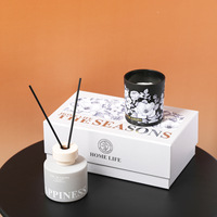 Vente en gros Design de luxe Décoration de Noël Intérieur personnalisé Aromathérapie Huile essentielle Diffuseur de roseaux avec bougies parfumées Coffret cadeau