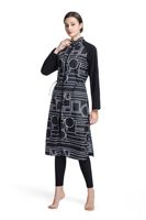 Groothandel islamitische badkleding voor vrouwen, bescheiden patchwork badpak met lange mouwen, islamitische hijab, islamitische burkinis, badpak