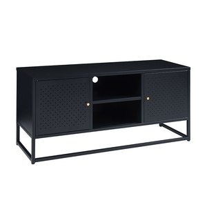 Gabinete de Tv, juegos de muebles para sala de estar, Banco de piso de entretenimiento de medios de acero negro largo, <span class=keywords><strong>mesa</strong></span> de estante de TV de televisión - Product Image 2