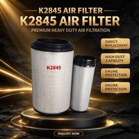 Pabrik kualitas tinggi truk Filter udara Filter Element K2845 elemen Filter udara PU2845 untuk truk berat