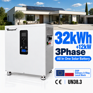 Sistema de almacenamiento de energía con batería LiFePO4 de 32 kWh en stock en la UE, con monitoreo por aplicación WiFi e inversor trifásico de 12 kW para control de energía solar. - Product Image 1