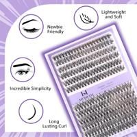Plateau de bouquets de cils individuels 8mm 10mm 12mm 14mm 16mm 18mm à base plate, avec pince applicatrice, kit de cils pour usage domestique, vente en gros
