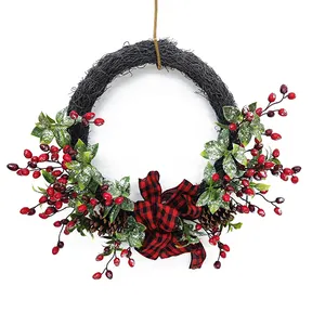 Christmas Wreath Red Berry Preço Atacado Fabricação Chinesa Decore Parede Árvore De Natal interior Decoração Exterior