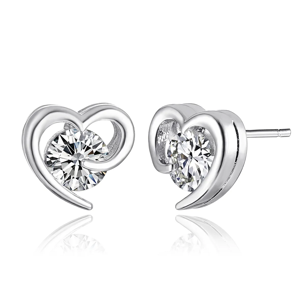 Pendientes de plata de ley con forma de corazón y mariposa, joyería, pequeño pendiente redondo de piedra de nacimiento