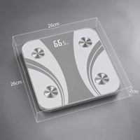 Báscula de Grasa Corporal Bluetooth de Precisión, Vidrio Templado Blanco, Pantalla LED Oculta, Sensores Circulares de Metal para una Pesaje de Alta Precisión