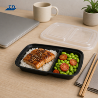 Contenants alimentaires empilables en PP sans BPA à 2 compartiments avec couvercle, 32 oz, pour vente en gros, compatibles micro-ondes, congélateur et lave-vaisselle